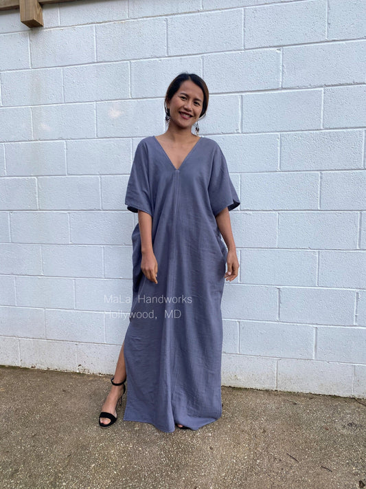 MALA handworks  Gloria Double Gauze Cotton Kaftan in Gray