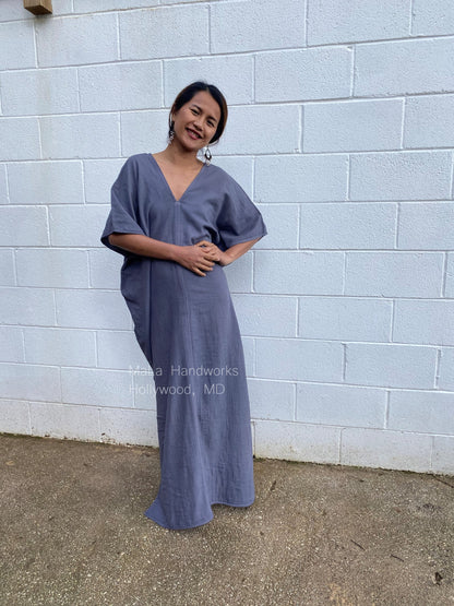 MALA handworks  Gloria Double Gauze Cotton Kaftan in Gray