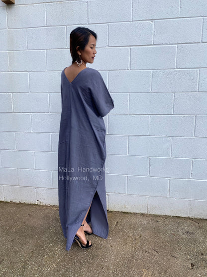 MALA handworks  Gloria Double Gauze Cotton Kaftan in Gray
