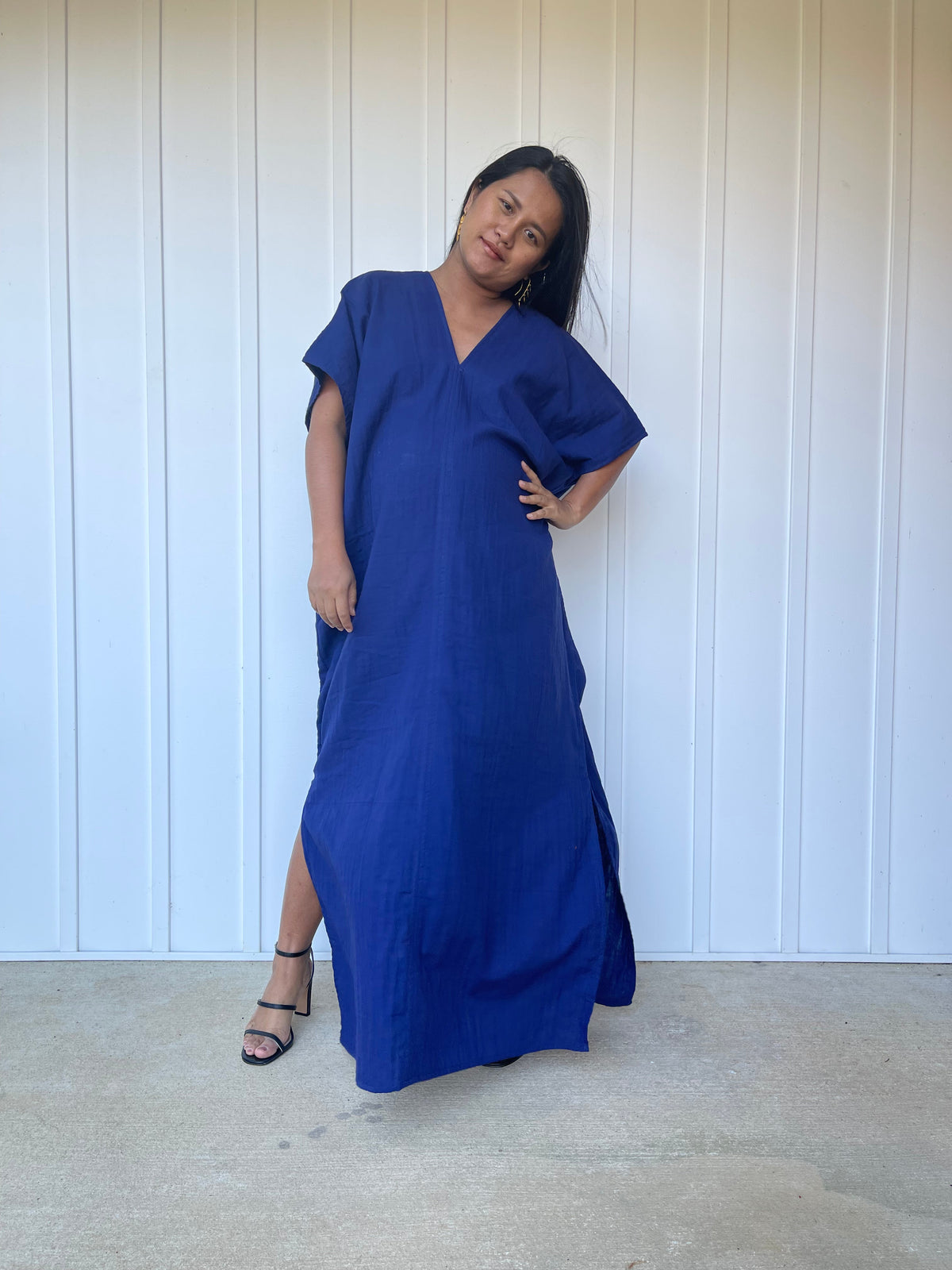 MALA handworks Gloria Double Gauze Cotton Kaftan in Indigo Blue