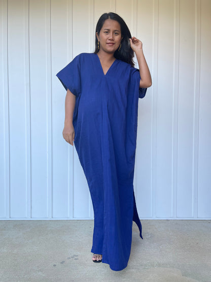 MALA handworks Gloria Double Gauze Cotton Kaftan in Indigo Blue