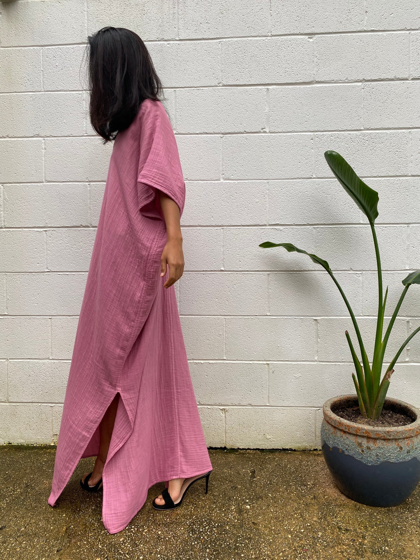 MALA handworks Gloria Double Gauze Cotton Kaftan in Pink