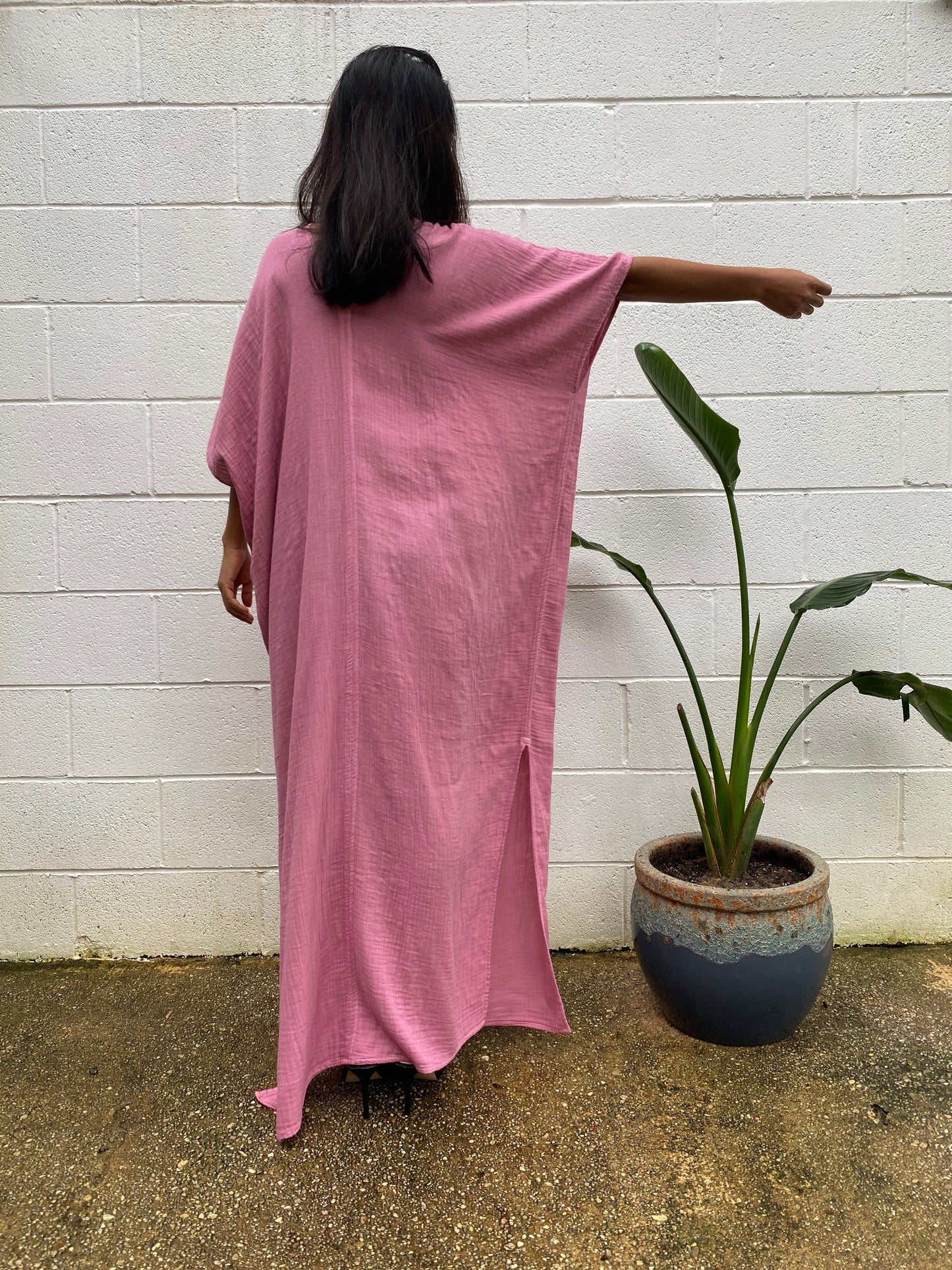 MALA handworks Gloria Double Gauze Cotton Kaftan in Pink