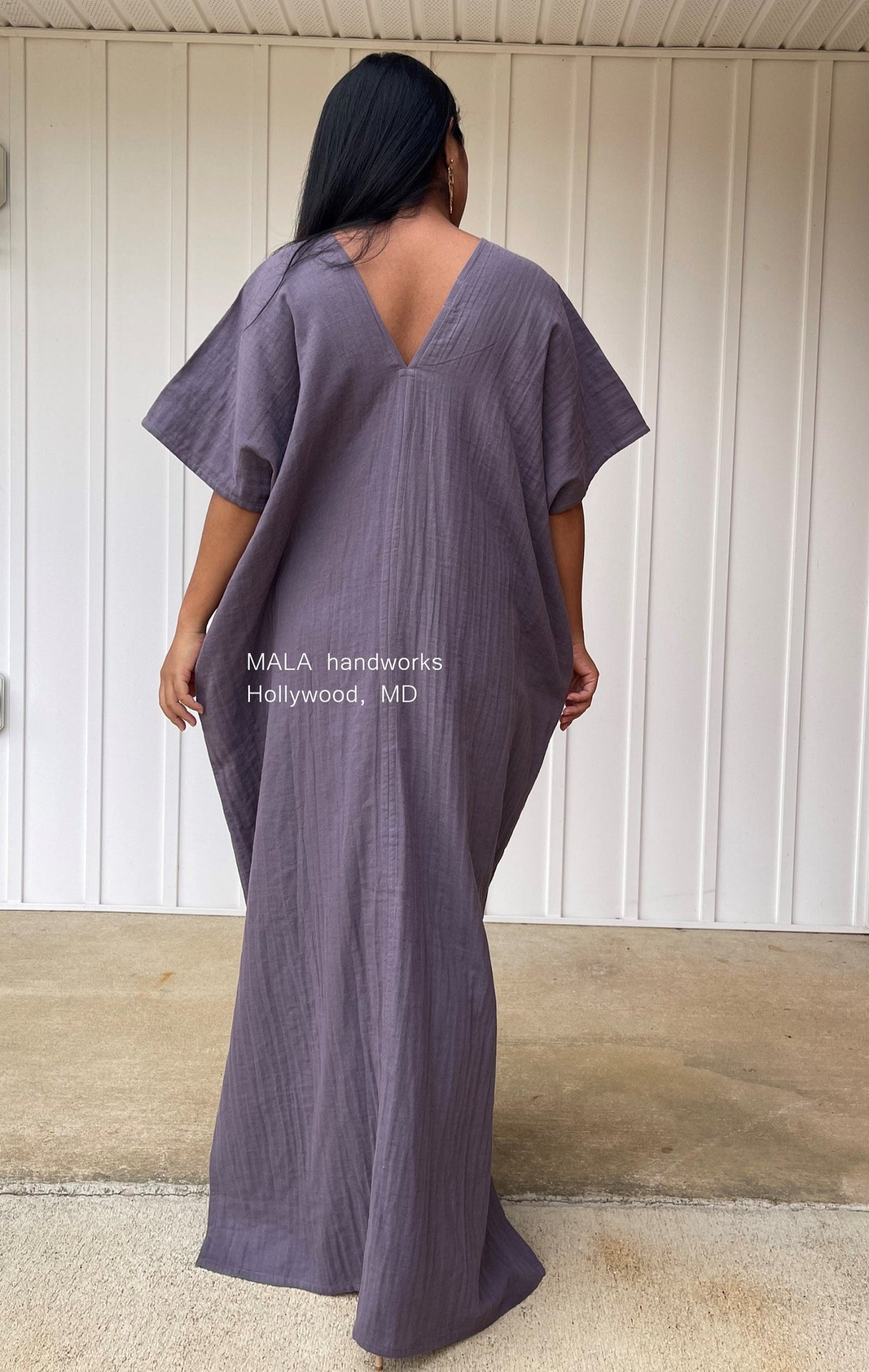 MALA handworks  Gloria Double Gauze Cotton Kaftan in Purple Lavender