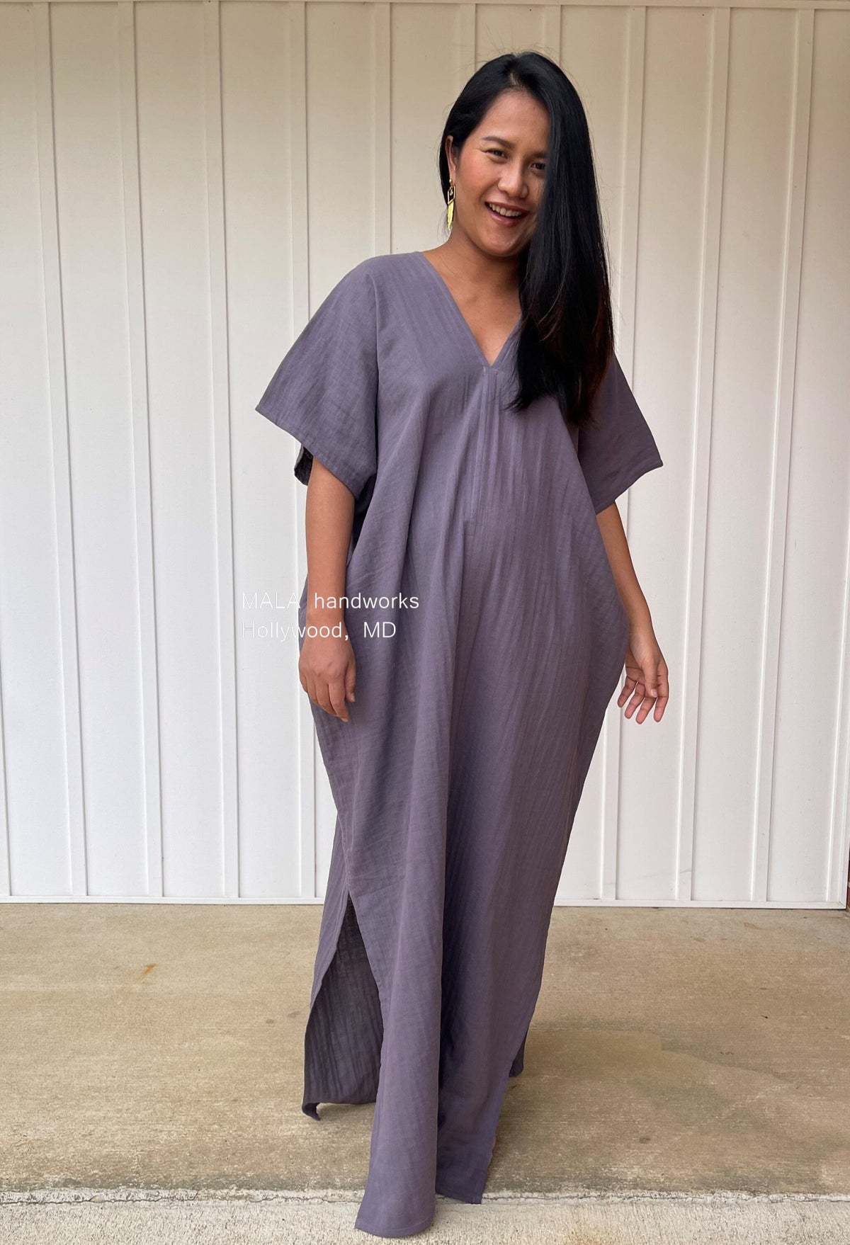 MALA handworks  Gloria Double Gauze Cotton Kaftan in Purple Lavender