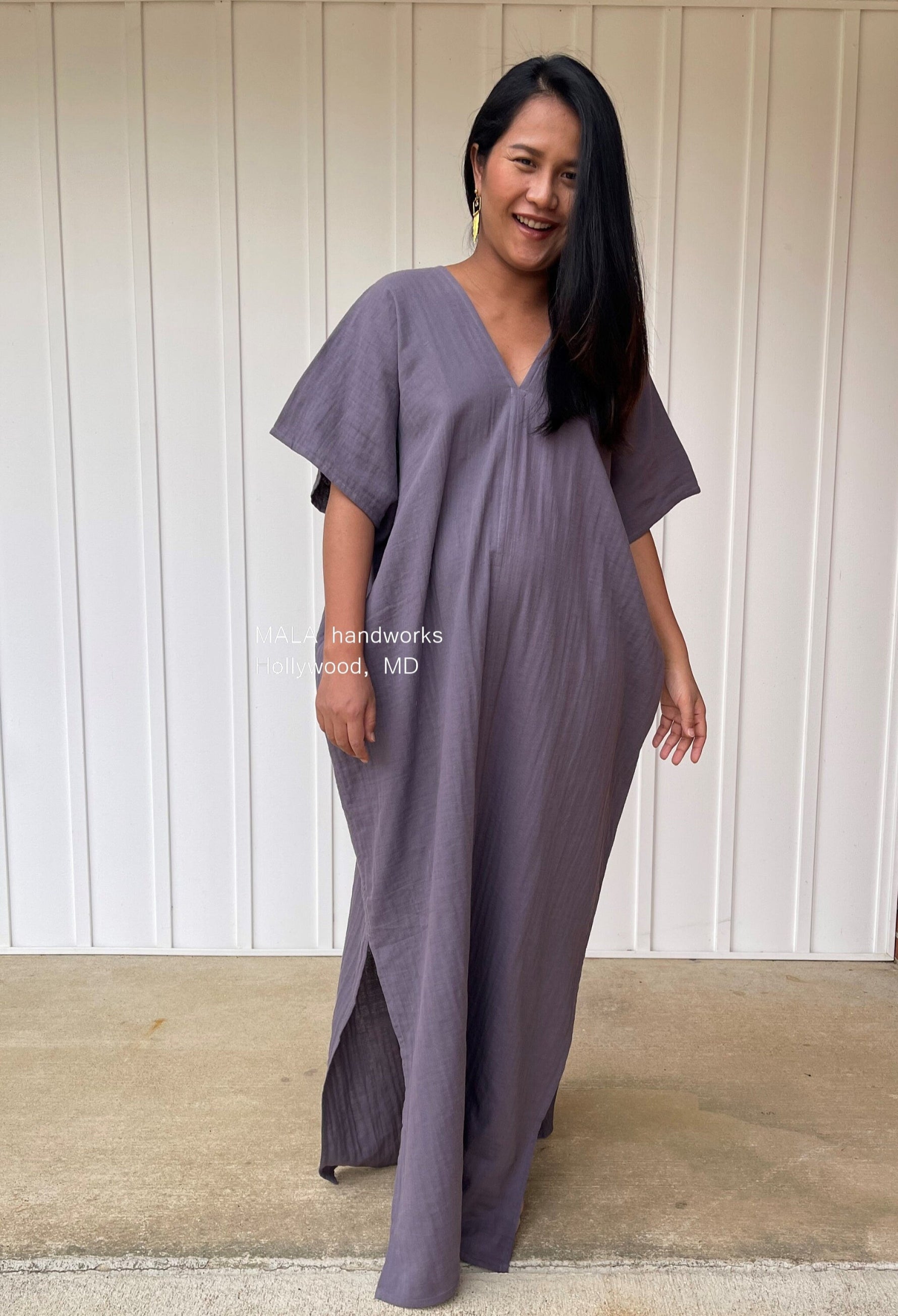 MALA handworks  Gloria Double Gauze Cotton Kaftan in Purple Lavender