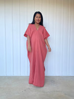 MALA handworks Gloria Double Gauze Cotton Kaftan in Salmon Pink
