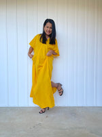 MALA handworks Gloria Double Gauze Cotton Kaftan in Yellow Turmeric