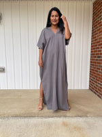 MALA handworks Grace Double Gauze Cotton Kaftan in Fossil Gray