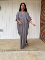 MALA handworks Grace Double Gauze Cotton Kaftan in Fossil Gray
