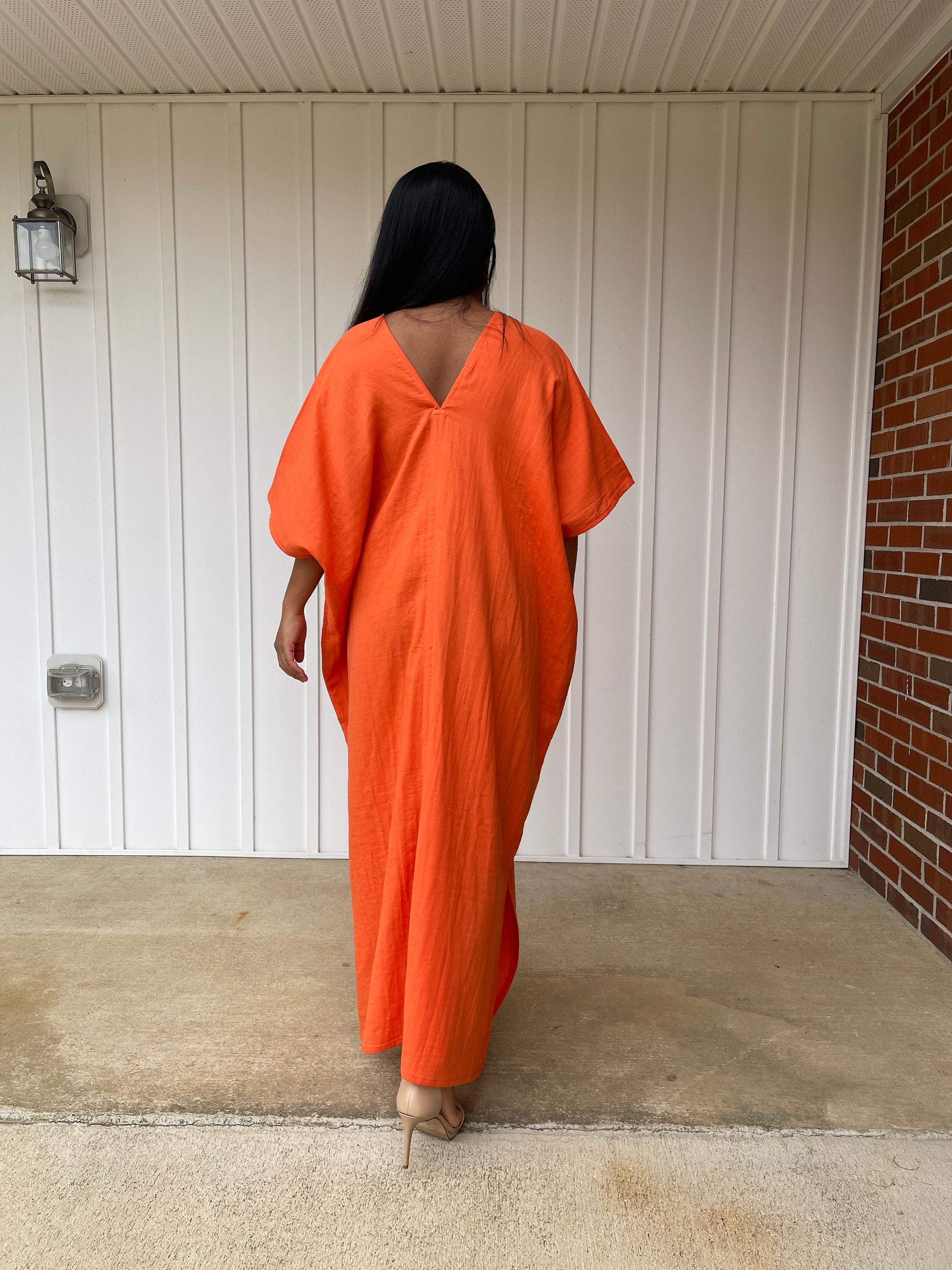 MALA handworks Grace Double Gauze Cotton Kaftan in Orange