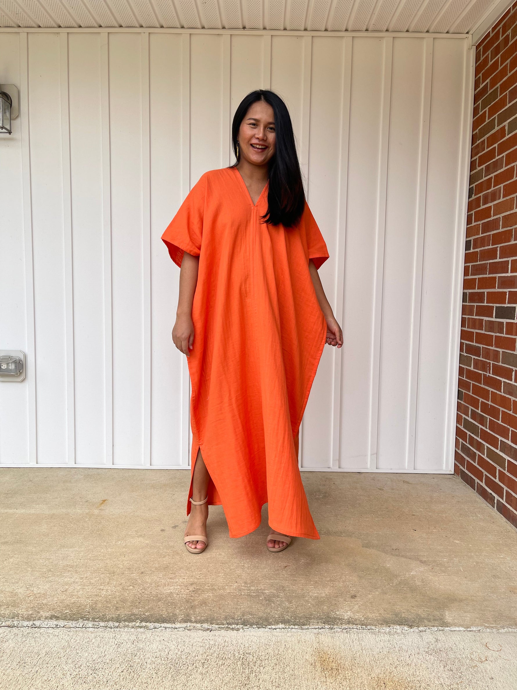 MALA handworks Grace Double Gauze Cotton Kaftan in Orange