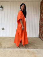 MALA handworks Grace Double Gauze Cotton Kaftan in Orange