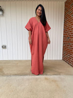 MALA handworks Grace Double Gauze Cotton Kaftan in Salmon Pink