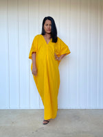 MALA handworks Grace Double Gauze Cotton Kaftan in Yellow Turmeric