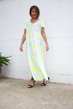 MALA handworks  Greta Dress in LIght Green and Yellow Tie Dye