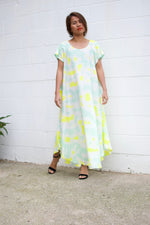 MALA handworks  Greta Dress in LIght Green and Yellow Tie Dye