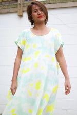 MALA handworks  Greta Dress in LIght Green and Yellow Tie Dye