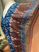 MALA handworks  Ikat Hand Woven Pattern Kaftan in Indigo Blue with Earthy Orange and White