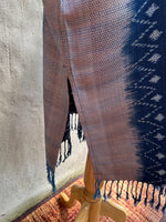 MALA handworks  Ikat Hand Woven Pattern Kaftan in Indigo Blue with Light Pink and White