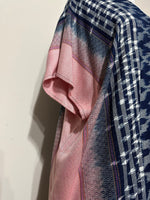 MALA handworks  Ikat Hand Woven Pattern Kaftan in Indigo Blue with White and Organic Dye