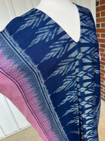 MALA handworks  Ikat Hand Woven Pattern Kaftan in Indigo Blue with White and Organic Dye