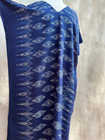 MALA handworks  Ikat Hand Woven Pattern Kaftan in Indigo Blue with White