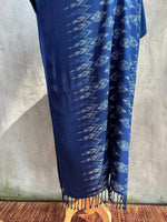 MALA handworks  Ikat Hand Woven Pattern Kaftan in Indigo Blue with White