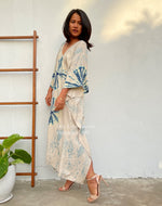MALA handworks  Indigo Kaftan in Cream White and Hand Dyed Indigo Blue