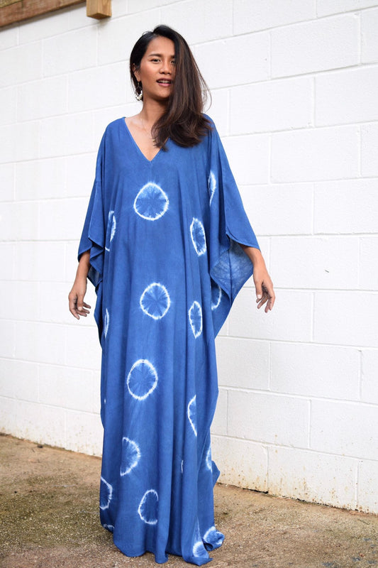 MALA handworks  45 Indigo Kaftan in Hand Dyed Indigo Blue