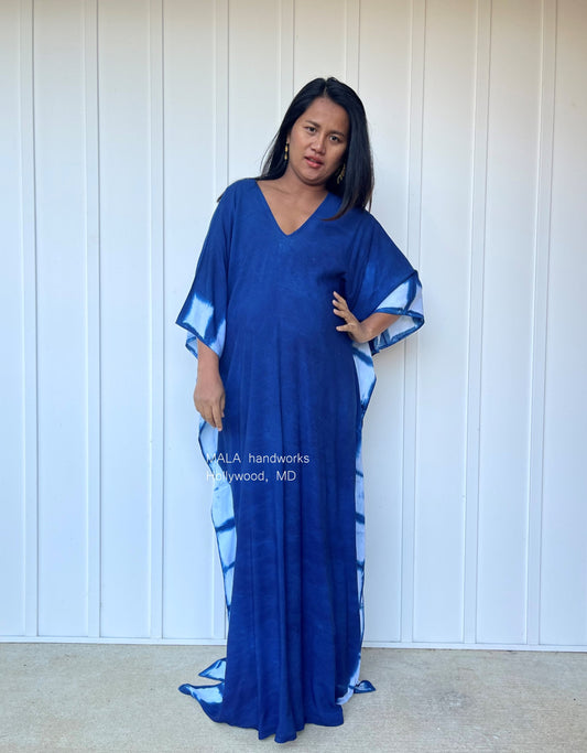 MALA handworks  53 Indigo Kaftan in Hand Dyed Indigo Blue