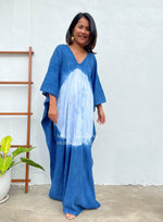 MALA handworks  Indigo Kaftan in Hand Dyed Indigo Blue and White
