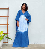 MALA handworks  Indigo Kaftan in Hand Dyed Indigo Blue and White