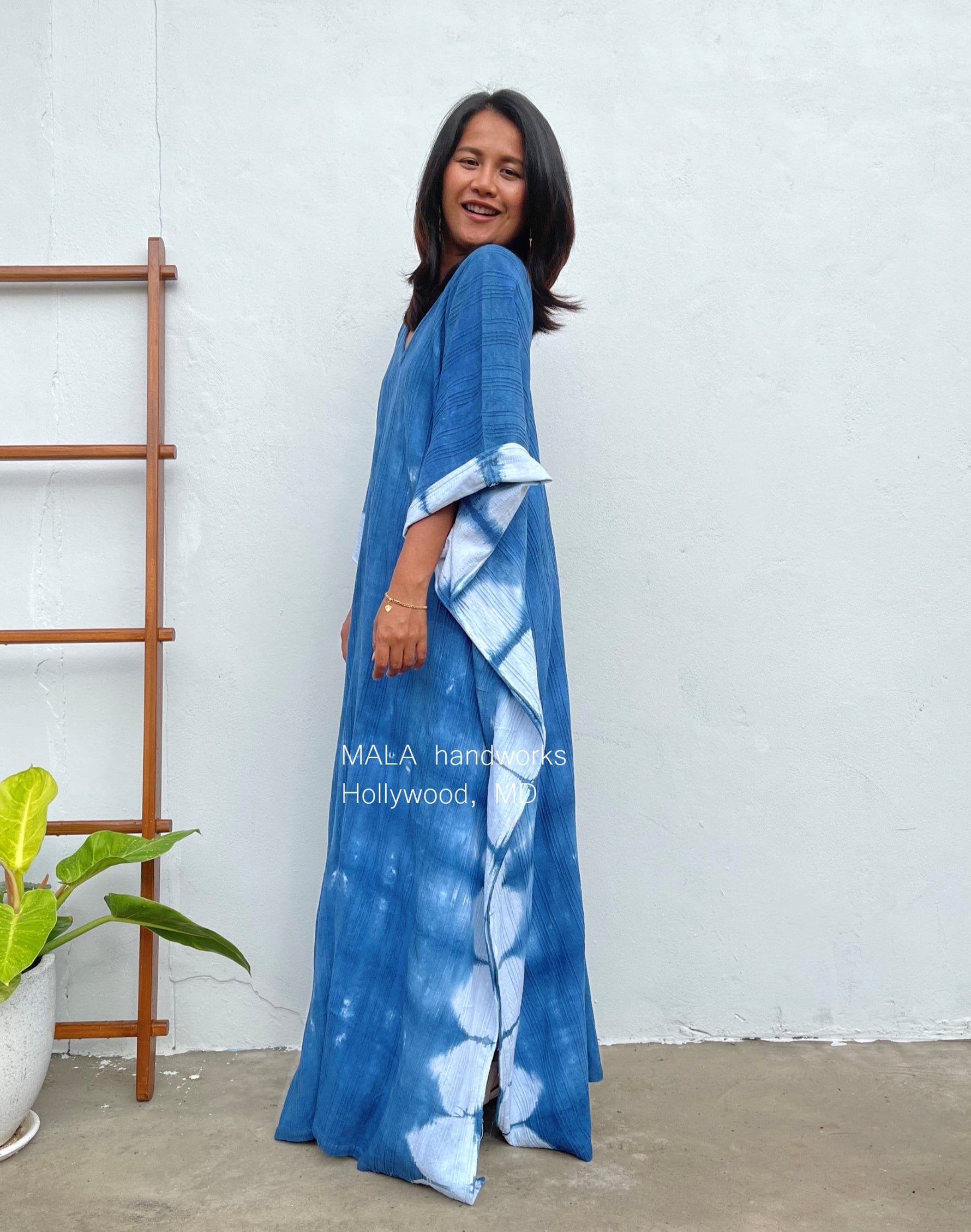 MALA handworks  Indigo Kaftan in Hand Dyed Indigo Blue