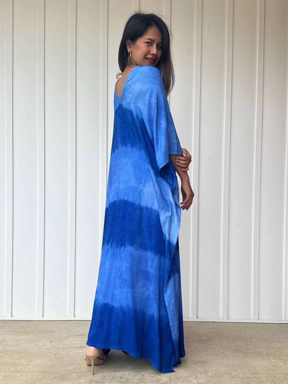 Mala Handworks Indigo Kaftan in Tide Bands