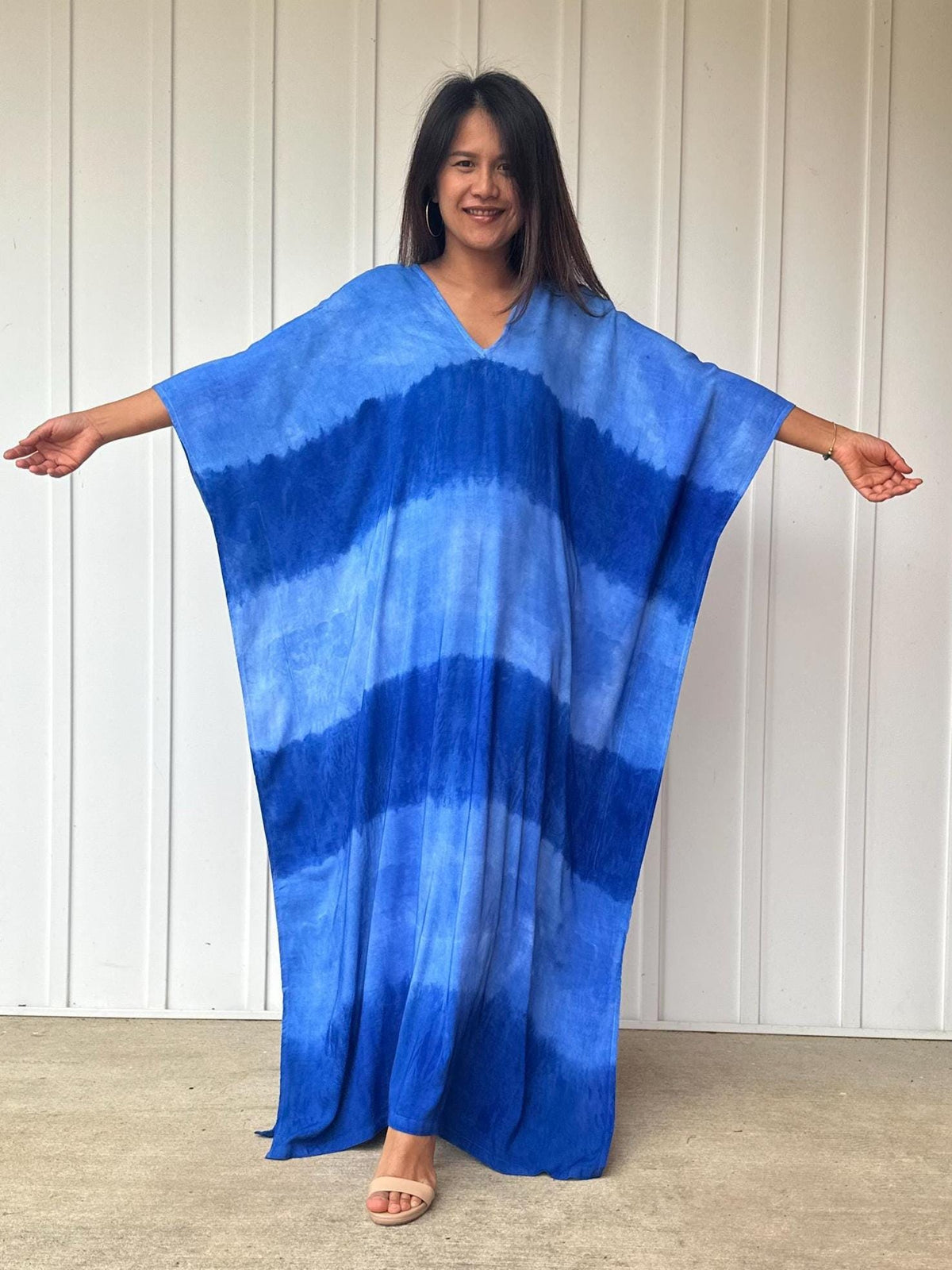 Mala Handworks Indigo Kaftan in Tide Bands