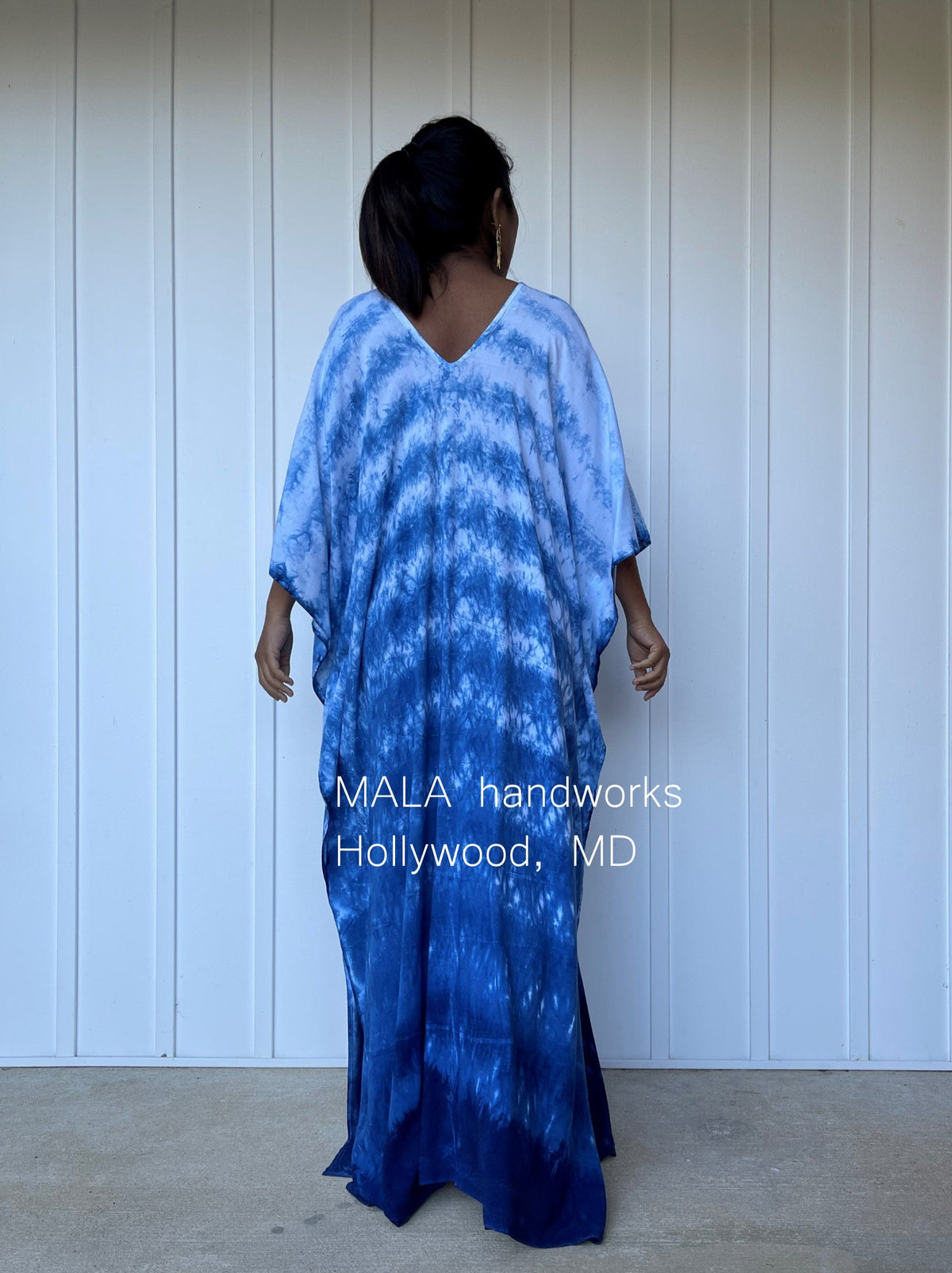 MALA handworks  Indigo Kaftan in White and Hand Dyed Indigo Blue