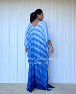 MALA handworks  Indigo Kaftan in White and Hand Dyed Indigo Blue