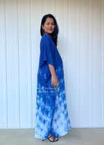 MALA handworks  Indigo Kaftan in White and Hand Dyed Indigo Blue