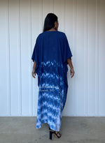 MALA handworks  Indigo Kaftan in White and Hand Dyed Indigo Blue