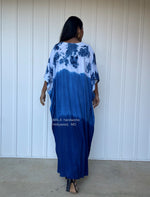 MALA handworks  Indigo Kaftan in White and Hand Dyed Indigo Blue