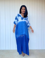 MALA handworks  Indigo Kaftan in White and Hand Dyed Indigo Blue