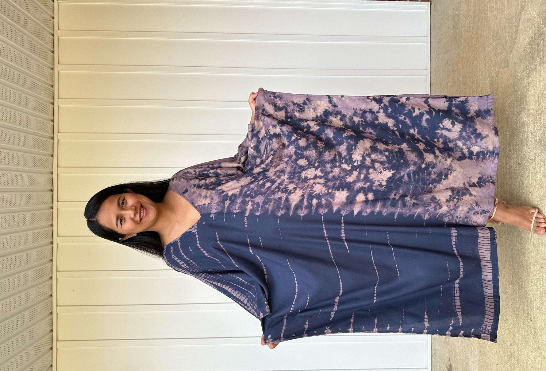 MALA handworks iynta Kaftan in Dark Blue and Purple Tie Dye