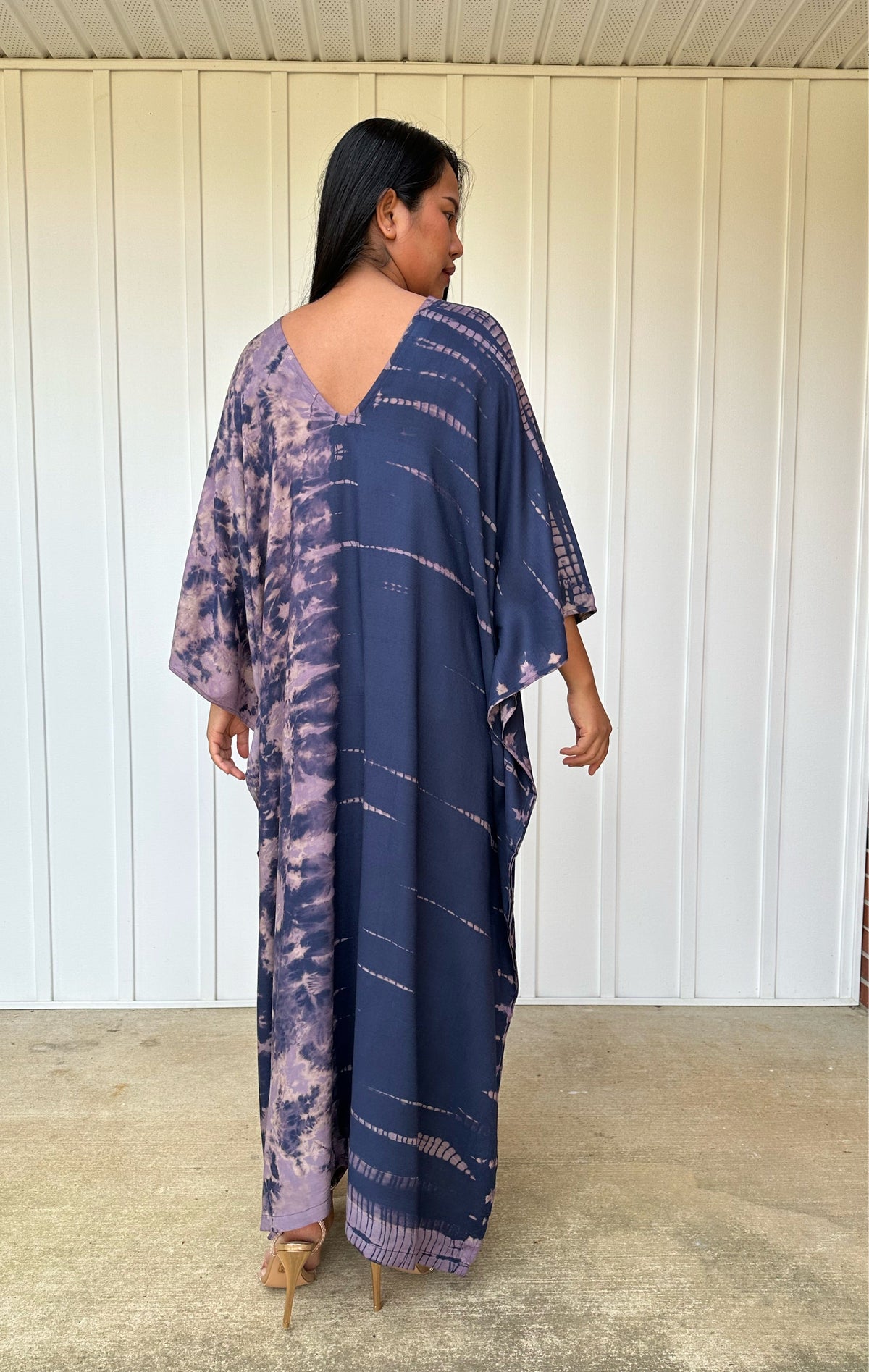 MALA handworks iynta Kaftan in Dark Blue and Purple Tie Dye