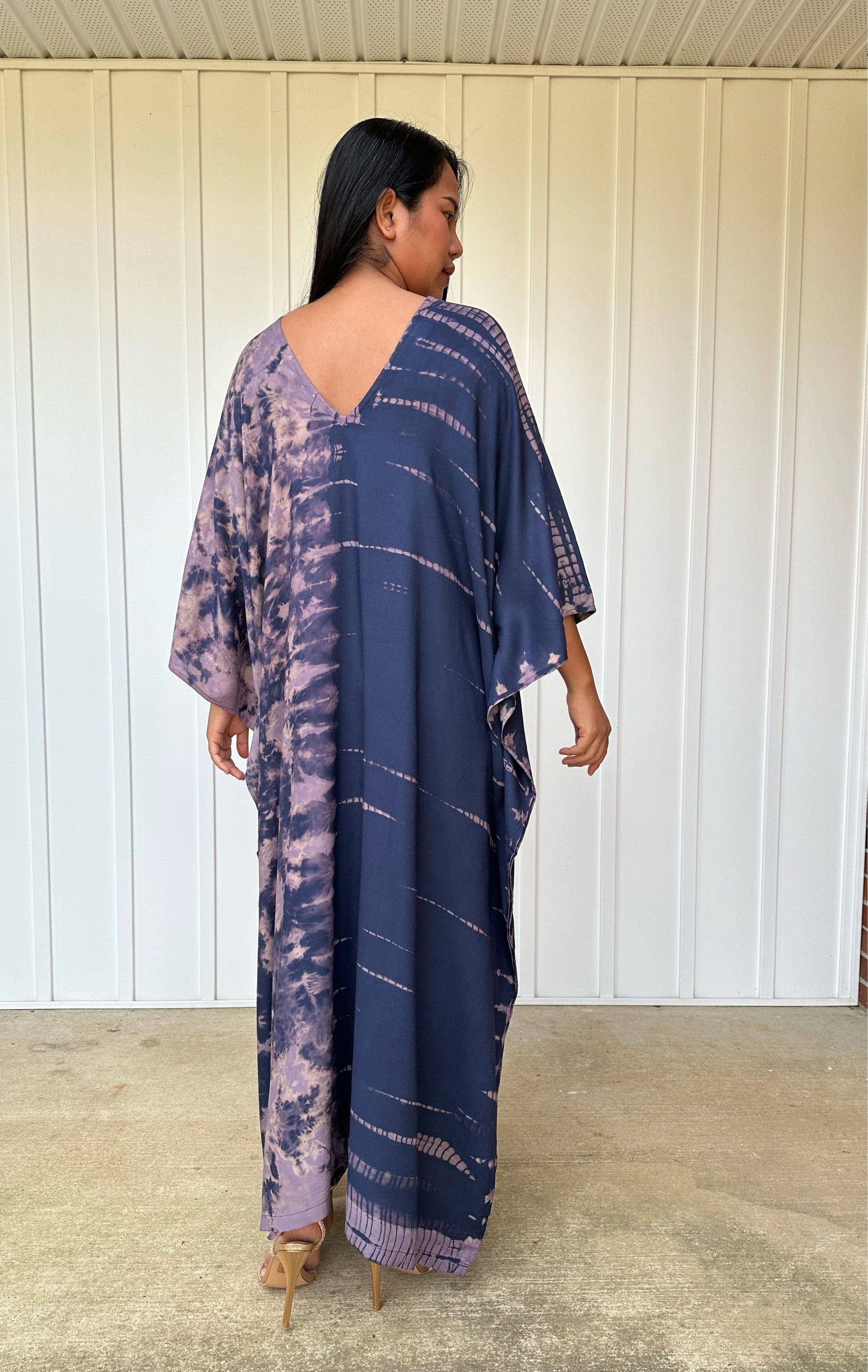 MALA handworks iynta Kaftan in Dark Blue and Purple Tie Dye