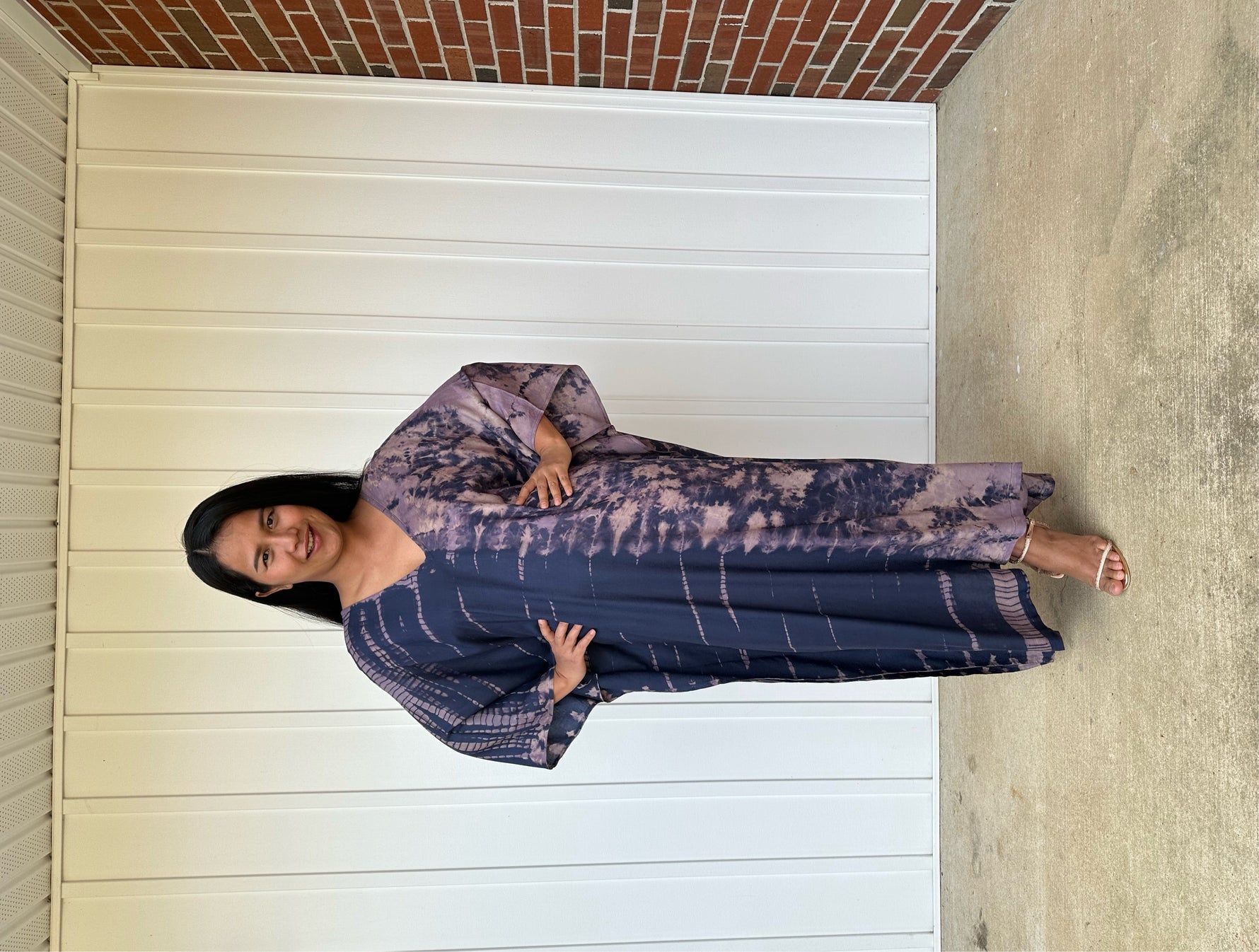 MALA handworks iynta Kaftan in Dark Blue and Purple Tie Dye