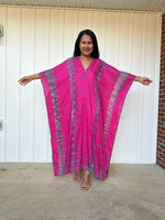 MALA handworks iynta Kaftan in Fuchsia and Gray Tie Dye