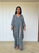 MALA handworks iynta Kaftan in Gray and Blue Tie Dye