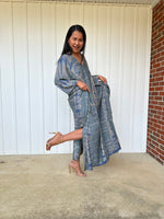 MALA handworks iynta Kaftan in Gray and Blue Tie Dye