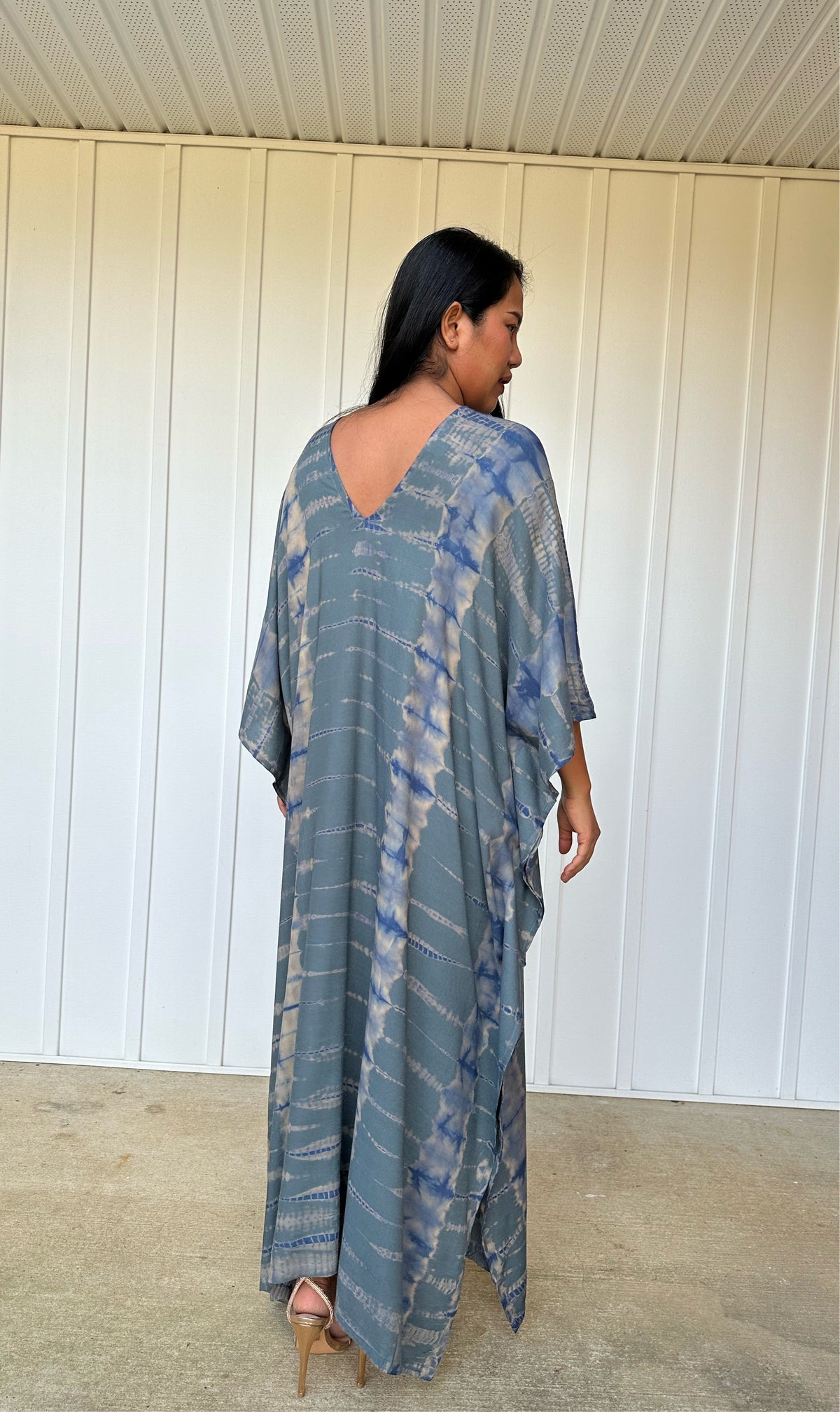 MALA handworks iynta Kaftan in Gray and Blue Tie Dye